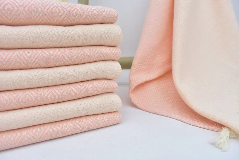 Coral Diamond Tea Towel Organic Cotton, Kitchen Towel, 40x18 Inches