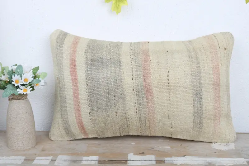 Square Throw Cushion Cover, Pillow for Couch, Cozy Throw Pillow, Cushion, Boho Pillow Sham Cover, Boho Pillow, 12x20 Beige Pillow - 2