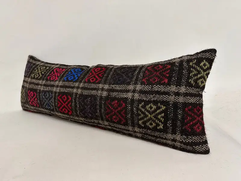 Cushion Case, Retro Throw Pillow Cover, Pillow for Couch, 12x36 Red Cushion, Bolster Throw Cushion Cover, Turkish Pillow, Kilim Pillow Cover - 3