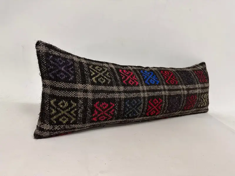 Cushion Case, Retro Throw Pillow Cover, Pillow for Couch, 12x36 Red Cushion, Bolster Throw Cushion Cover, Turkish Pillow, Kilim Pillow Cover - 2