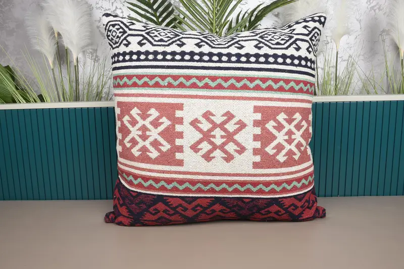 Rotes Southwestern besticktes Wurfkissen, 28x28 Vintage Kissen