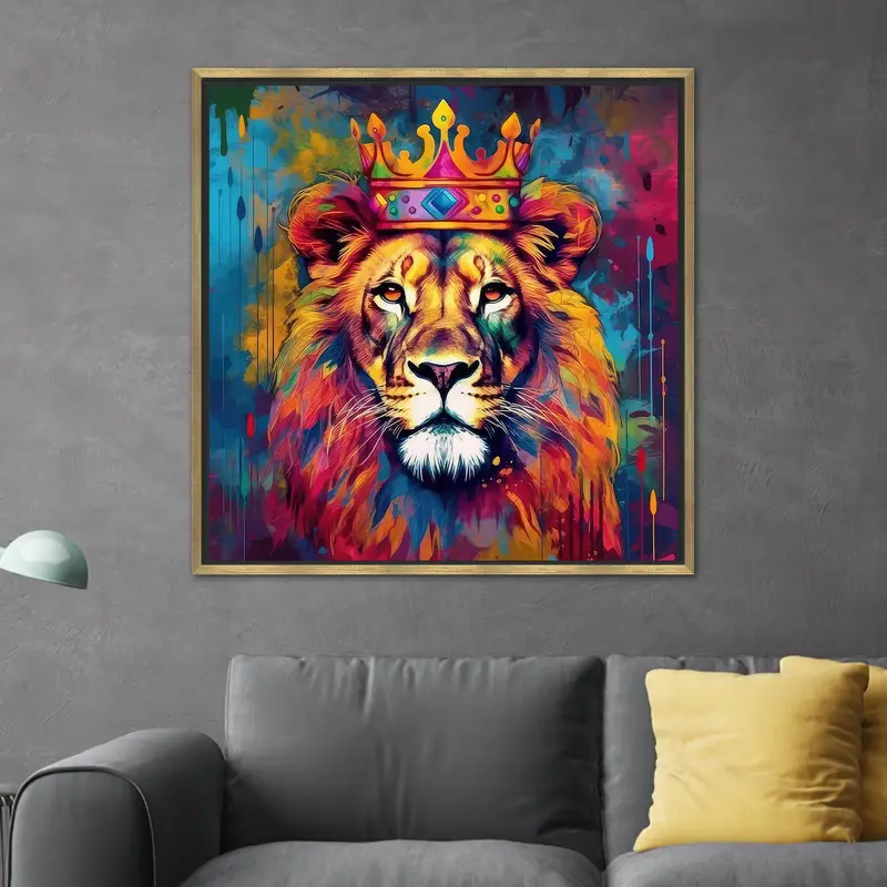 Lienzo de león colorido moderno: arte abstracto para tu espacio