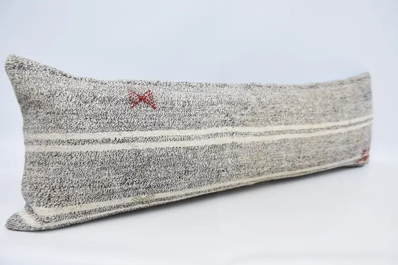 Knitted Pillow Cover, Pillow for Sofa, Interior Designer Pillow, Patio Cushion, 16x48 Brown Pillow Case, Cushion Case, Handmade Kilim Cushion - 3