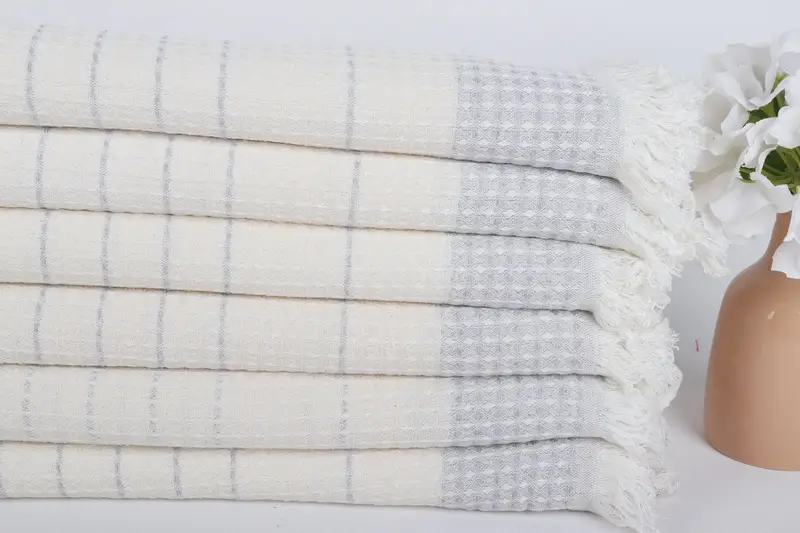 Turkish Towel USA, Organic Turkish towel, 70x40 Cotton Waffle Towel, Yoga Towel, Large Turkish Towel, Engagement Gift, Embroidered Turkish Towel - 3