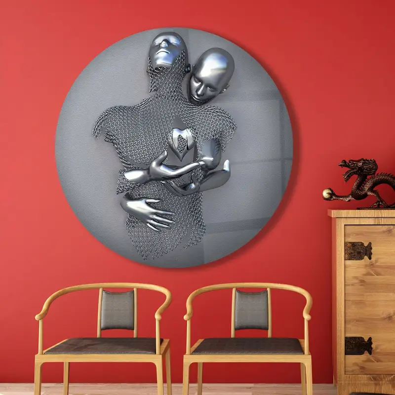 Elegant 3D Silver Couple Printed Glass - Romantic Valentine's Gift