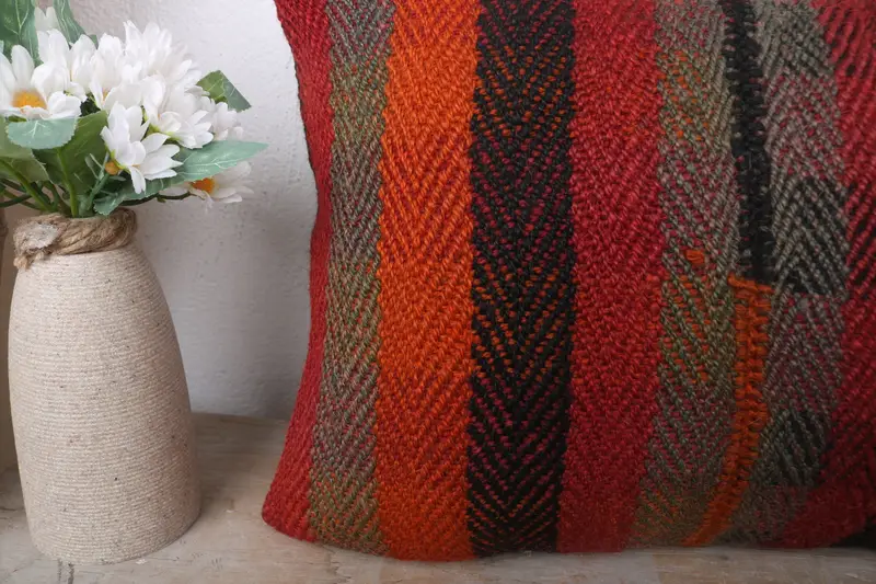12x24 Red Pillow Case, Pillow, Shabby Chic Cushion, Throw Kilim Pillow, Vintage Kilim Pillow, Indoor Pillow Case, Kilim Pillow Cover - 3