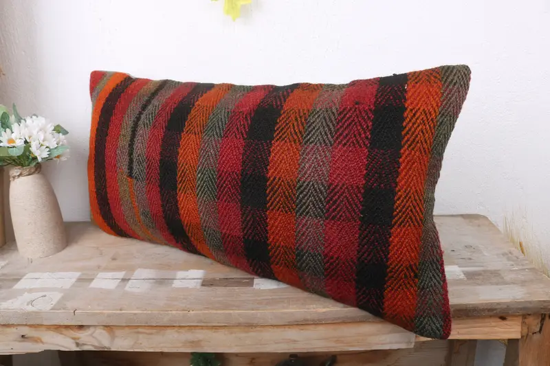 12x24 Red Pillow Case, Pillow, Shabby Chic Cushion, Throw Kilim Pillow, Vintage Kilim Pillow, Indoor Pillow Case, Kilim Pillow Cover - 4