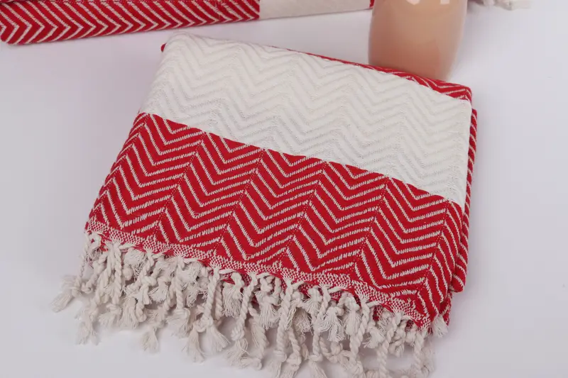 Bridesmaid Gifts Personalized, 70x40 Cotton Zig zag Towel, Handmade Gift, Turkish fouta towel for outdoor use, Organic towel, Best Beach Towel - 5