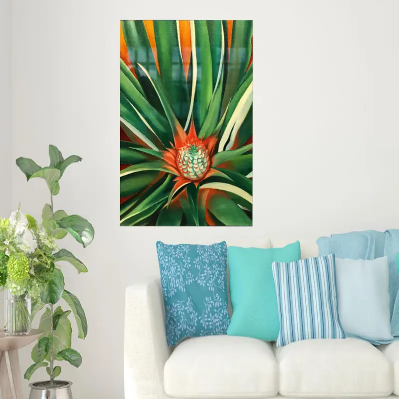 Zarif Baskılı Cam: Ananas Tomurcuğu, Çiçek, Kıyı Tasarımı