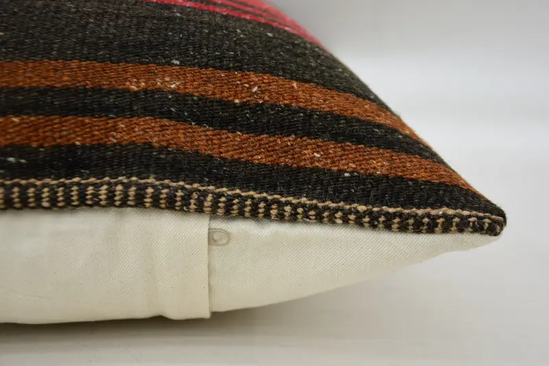 Antique Pillows, Throw Kilim Pillow, Chair Pillow Case, Cushion Case, Ethnical Kilim Rug Pillow, 16x24 Brown Pillow Sham - 6