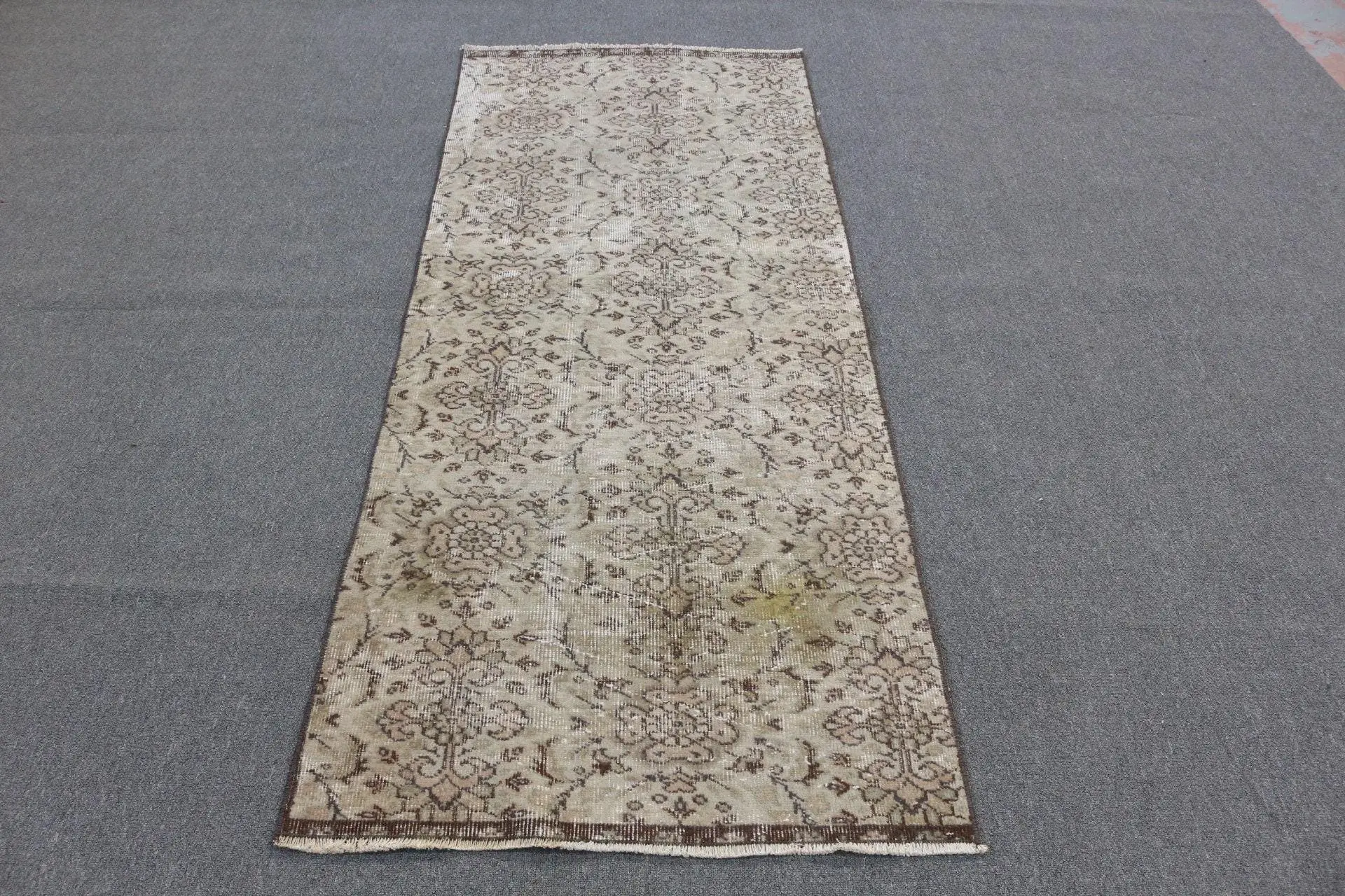 Alfombra de 2,9x7 pies, alfombra de acento turco vintage, alfombra de lana marrón - 1