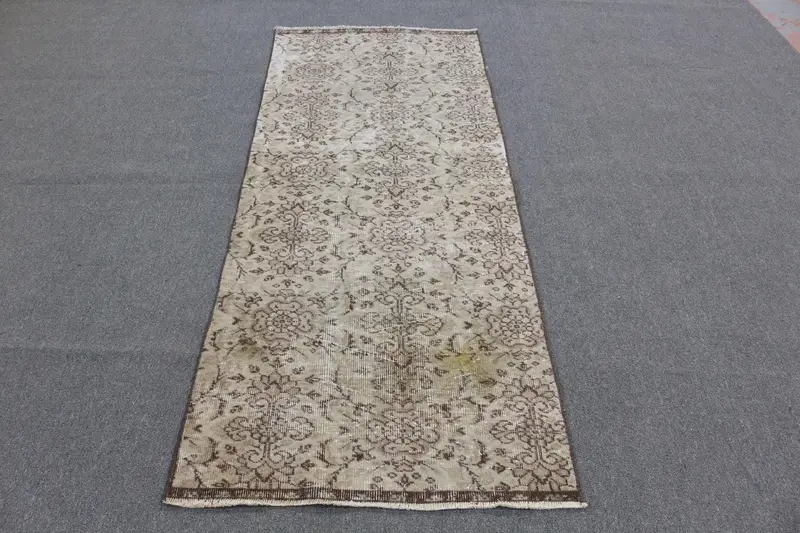 Alfombra Ombré marrón, 2,9x7 pies con detalles en verde