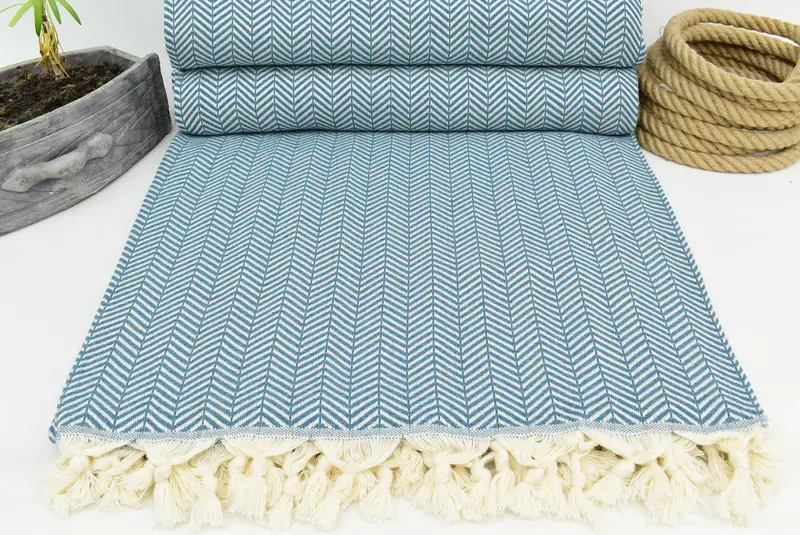 92x76 Cotton Chevron Towel, Bedspread, Engagement Gift, Halloween Blanket, Throw Blanket, Housewarming Gift, Personalized Home Gift Wedding - 6