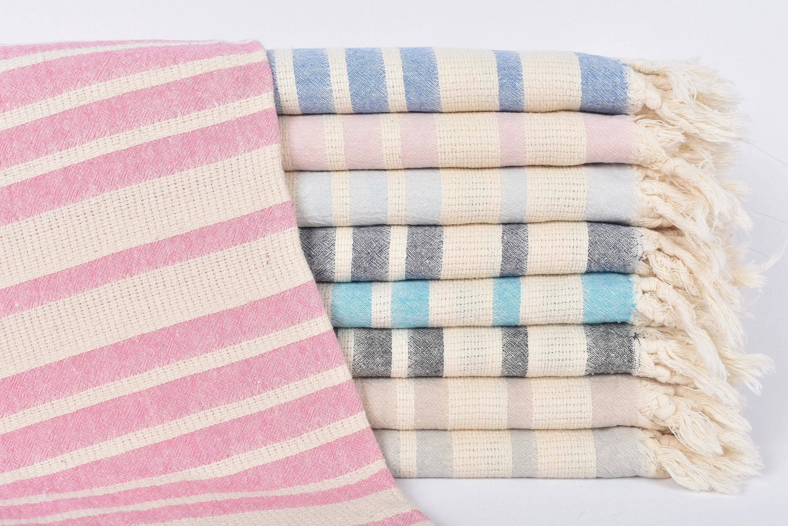 70x34 Black Striped Organic Cotton Bath Towel, Handmade Gift - 1