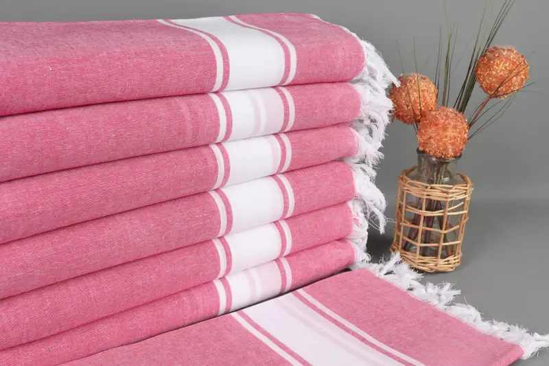 Custom Towel Fuchsia Striped Organic Cotton 40x71 Inches