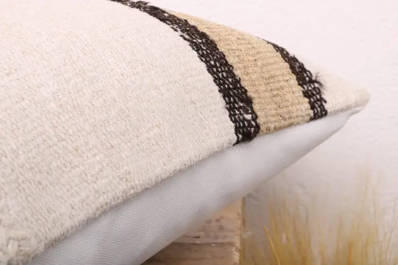 Handmade Kilim Cushion, Throw Kilim Pillow, 16x16 White Cushion Cover, Kilim Rug Cushion, Interior Designer Pillow, Pastel Pillow Sham, Pillow Sham - 6
