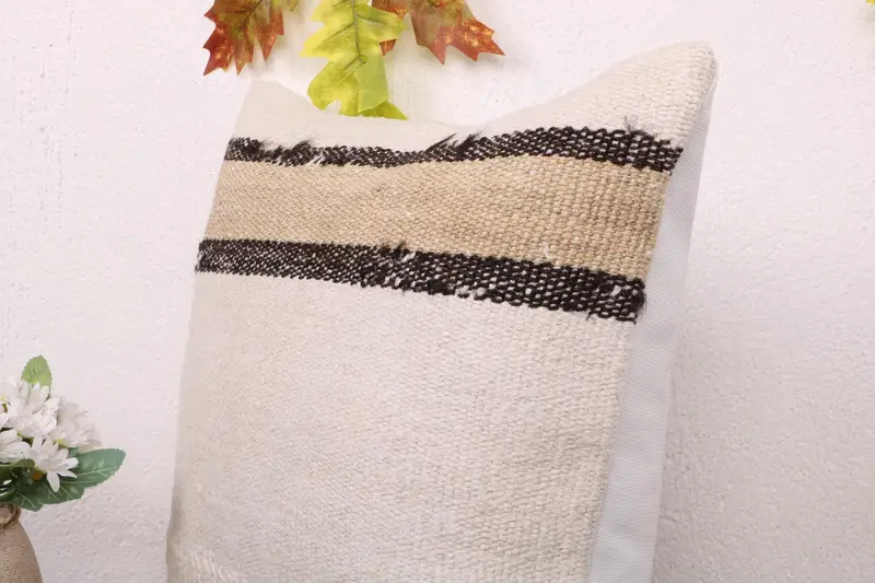 Handmade Kilim Cushion, Throw Kilim Pillow, 16x16 White Cushion Cover, Kilim Rug Cushion, Interior Designer Pillow, Pastel Pillow Sham, Pillow Sham - 5
