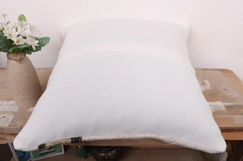 Handmade Kilim Cushion, Throw Kilim Pillow, 16x16 White Cushion Cover, Kilim Rug Cushion, Interior Designer Pillow, Pastel Pillow Sham, Pillow Sham - 7