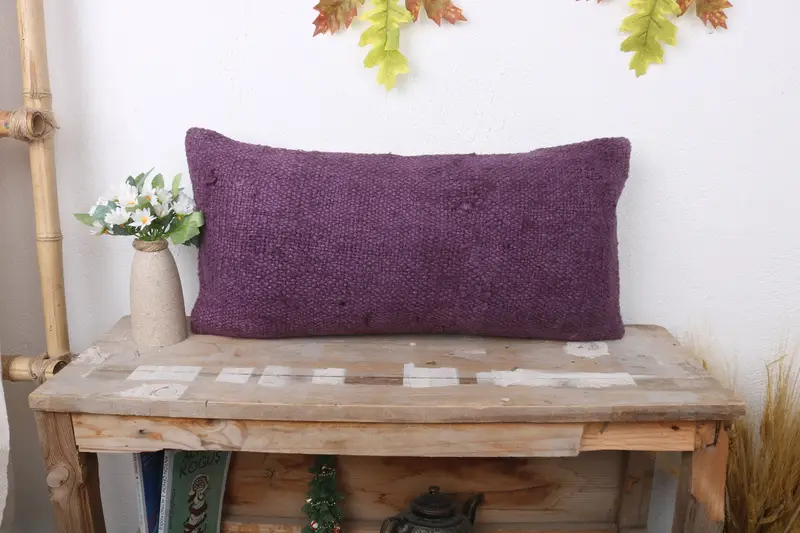 Kilim Pillow Cover, Authentic Pillow, Kilim Pillow, Personalized Gift Pillow Pillow Sham, Throw Kilim Pillow, 12x24 Purple Pillow, Pillow - 1