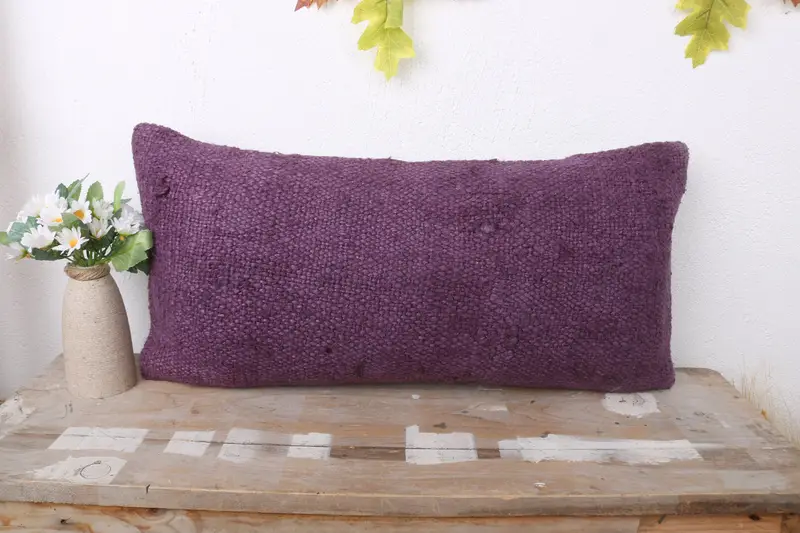 Kilim Pillow Cover, Authentic Pillow, Kilim Pillow, Personalized Gift Pillow Pillow Sham, Throw Kilim Pillow, 12x24 Purple Pillow, Pillow - 2