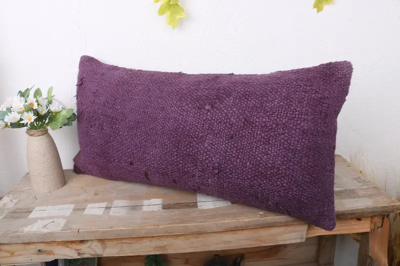Kilim Pillow Cover, Authentic Pillow, Kilim Pillow, Personalized Gift Pillow Pillow Sham, Throw Kilim Pillow, 12x24 Purple Pillow, Pillow - 4