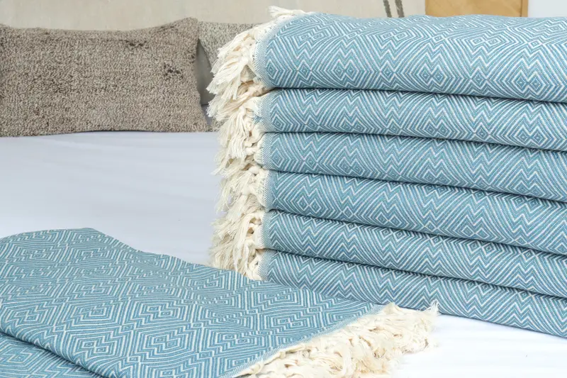 Bridal Shower Gift, Boho Throw Blankets, 92x80 Cotton Diamond Towel, Housewarming Gift, Wedding Gift For Bride, Wedding Gift Customized Blanket - 3