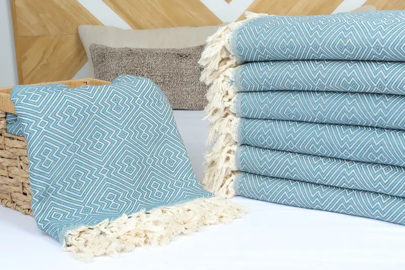 Bridal Shower Gift, Boho Throw Blankets, 92x80 Cotton Diamond Towel, Housewarming Gift, Wedding Gift For Bride, Wedding Gift Customized Blanket - 4