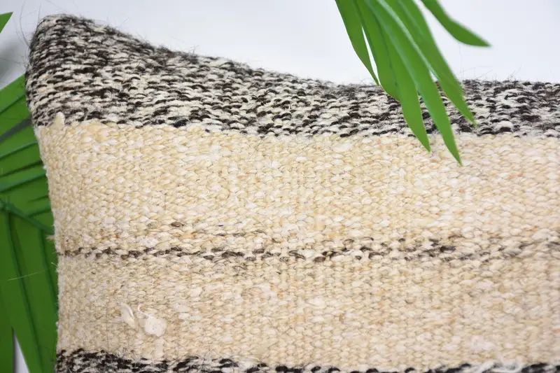 Kilim Pillow, Vintage Kilim Throw Pillow, Knitted Pillow Case, Cushion Cover, Chair Pillow Case, 12x20 Brown Cushion Cover, Antique Pillows - 2