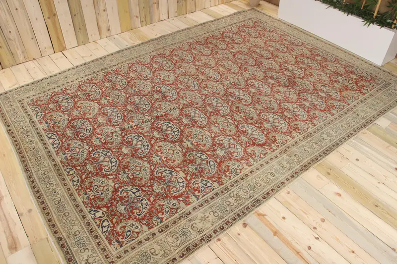 Oushak Vintage Halı, 8.1x11.6 ft Türk Halısı, Kırmızı Yün Halı - 1
