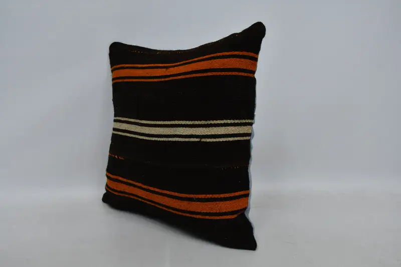 Kilim Pillow Cover, Cushion, 20x20 Brown Pillow Cover, Square Throw Cushion Case, Vintage Pillow, Gift Pillow, Turkish Rugs Pillow Cover - 4