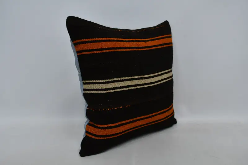 Kilim Pillow Cover, Cushion, 20x20 Brown Pillow Cover, Square Throw Cushion Case, Vintage Pillow, Gift Pillow, Turkish Rugs Pillow Cover - 3