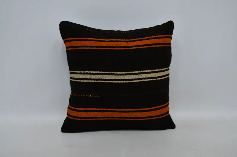 Kilim Pillow Cover, Cushion, 20x20 Brown Pillow Cover, Square Throw Cushion Case, Vintage Pillow, Gift Pillow, Turkish Rugs Pillow Cover - 1