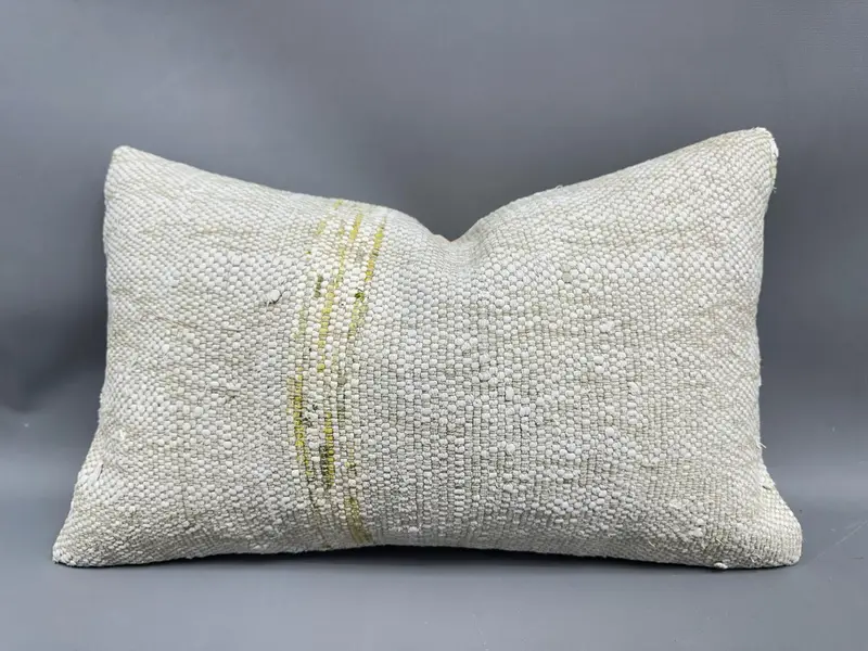 Outdoor Cushion, Pillow, Handmade Kilim Cushion, Pillow for Couch, Designer Throw Pillow, 12x20 Beige Pillow Case, Kilim Cushion Sham - 1
