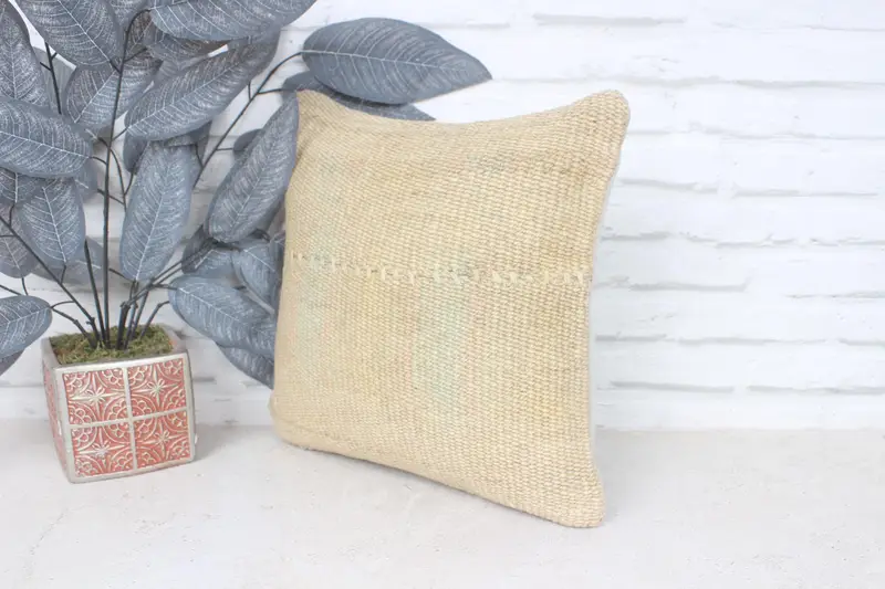 Ethnical Kilim Rug Pillow, Accent Throw Pillow Sham, Kilim Pillow, Pillow Cover, Pillow for Sofa, Custom Pillow Cover, 14x14 Beige Pillow - 4