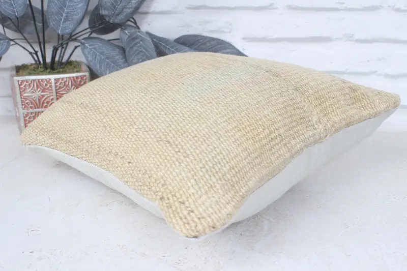 Ethnical Kilim Rug Pillow, Accent Throw Pillow Sham, Kilim Pillow, Pillow Cover, Pillow for Sofa, Custom Pillow Cover, 14x14 Beige Pillow - 6