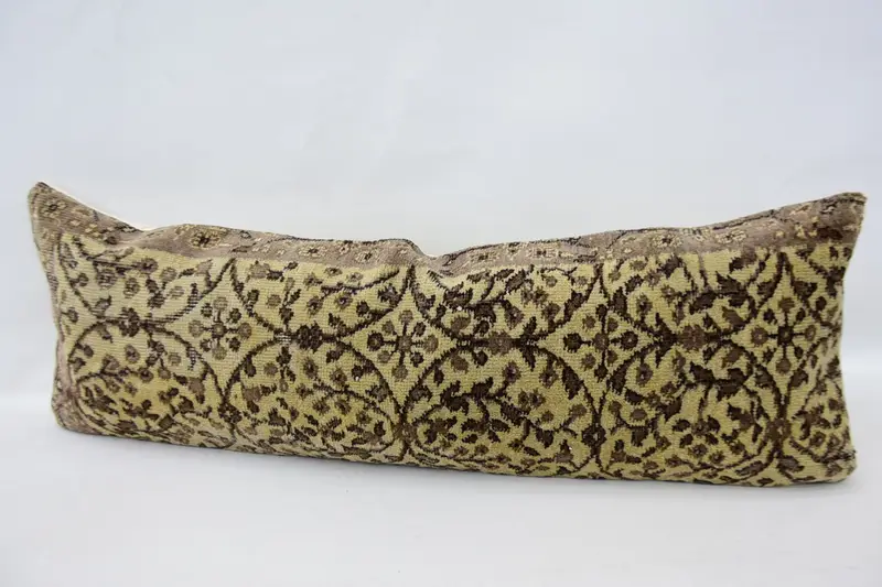 Interior Designer Pillow, Turkish Pillow, Handmade Cushion Cover, Handmade Rug Seat Pillow, 16x48 Beige Cushion Case, Pillow, Kilim Pillow Cover - 5