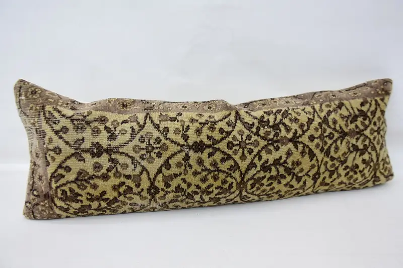 Interior Designer Pillow, Turkish Pillow, Handmade Cushion Cover, Handmade Rug Seat Pillow, 16x48 Beige Cushion Case, Pillow, Kilim Pillow Cover - 3