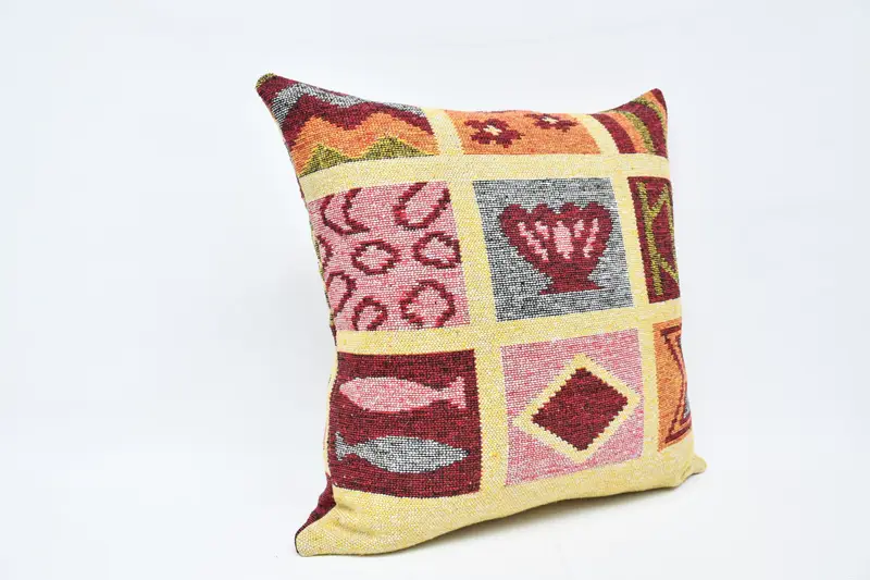 28x28 Blue Pillow Case, Turkish Pillow, Chair Pillow, Ethnical Kilim Rug Pillow, Floor Cushion Case, Home Decor Pillow, Pillow Sham - 3