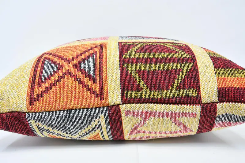 28x28 Blue Pillow Case, Turkish Pillow, Chair Pillow, Ethnical Kilim Rug Pillow, Floor Cushion Case, Home Decor Pillow, Pillow Sham - 6