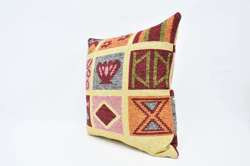 28x28 Blue Pillow Case, Turkish Pillow, Chair Pillow, Ethnical Kilim Rug Pillow, Floor Cushion Case, Home Decor Pillow, Pillow Sham - 4