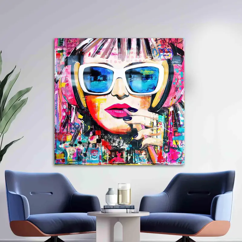 エレガントなプリント ガラス: 抽象的な女性の落書きデザイン