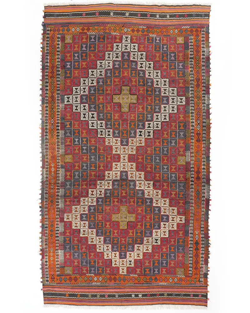 Kırmızı ve Bej Halı, 5,9x10,5 ft Zarif Konfor