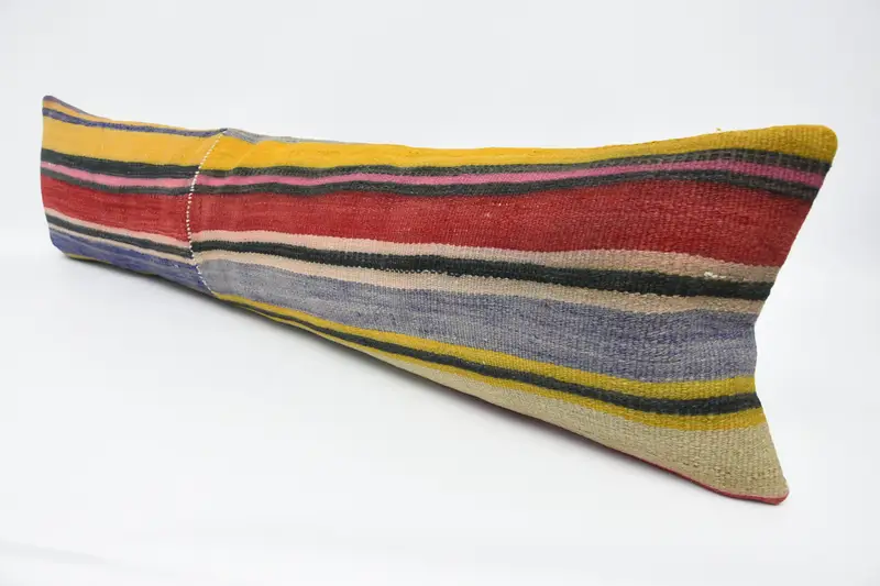 Pillow Case, Vintage Kilim Throw Pillow, Home Decor Pillow, Vintage Kilim Pillow, Handmade Throw Cushion, 12x48 Red Cushion Case - 4