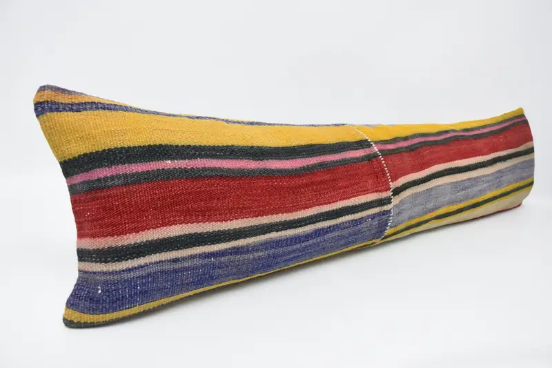 Pillow Case, Vintage Kilim Throw Pillow, Home Decor Pillow, Vintage Kilim Pillow, Handmade Throw Cushion, 12x48 Red Cushion Case - 3