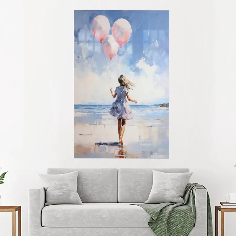 女の子向けのエレガントなプリントガラス - ブルーとピンクのテーマ