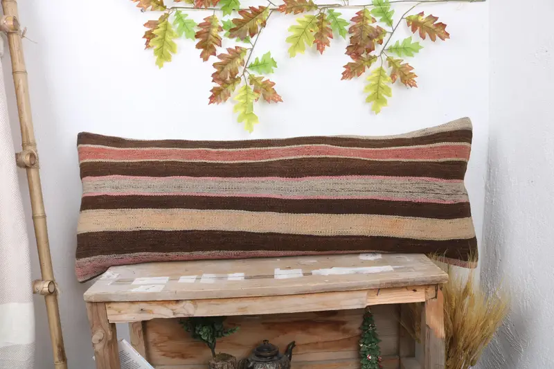Traditional Cushion, Gift Pillow, 16x43 Brown Cushion, Cushion, Boho Pillow Sham Cover, Antique Pillows, Personalized Gift Pillow Cushion Case - 1