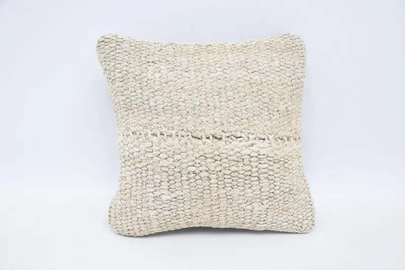 Turkish Gift Seasonal Decor Pillow Case, FloorBeige 30x30 cm Wool Cushion Case - 1