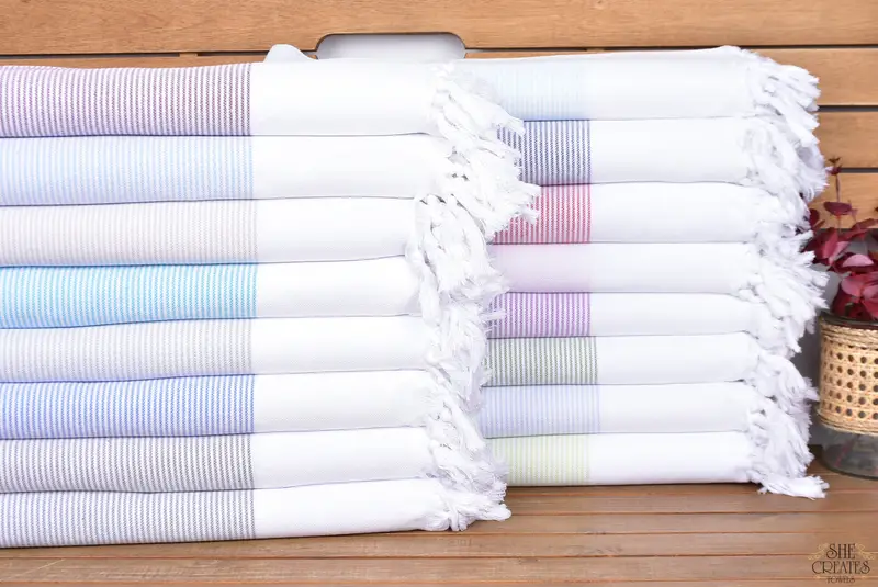 Beach Theme Bachelorette Party Gifts, 70x40 Cotton Striped Towel, Bachelorette Party Favor, Embroidered Towel, Hammam towel, Peshtemal Towel - 1