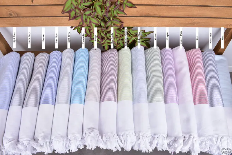 Beach Theme Bachelorette Party Gifts, 70x40 Cotton Striped Towel, Bachelorette Party Favor, Embroidered Towel, Hammam towel, Peshtemal Towel - 2