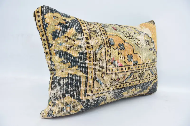 Pillow for Sofa, Accent Pillow Sham, Oriental Pillow Cover, Kilim Pillow Cover, Cushion Cover, Turkish Pillow, 16x24 Blue Pillow Sham - 3